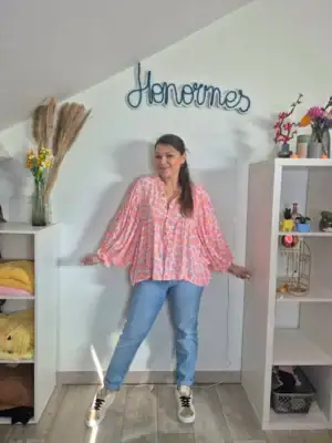 Blouse Pomona lila/orange fluo